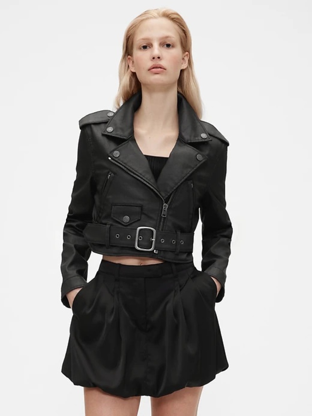 Gap Studio cropped Coated Motto jacket size M